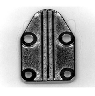 Chev Small Block Fuel Pump Block Off Plate. Chrome